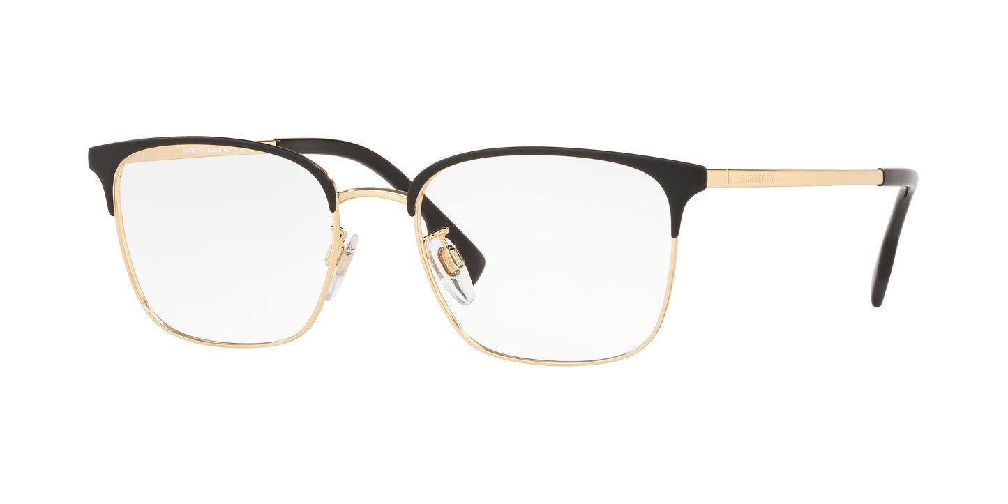 Burberry BE1338D Square Eyeglasses 1017-Matte Black/Gold 53-145-18 - Color Map Black