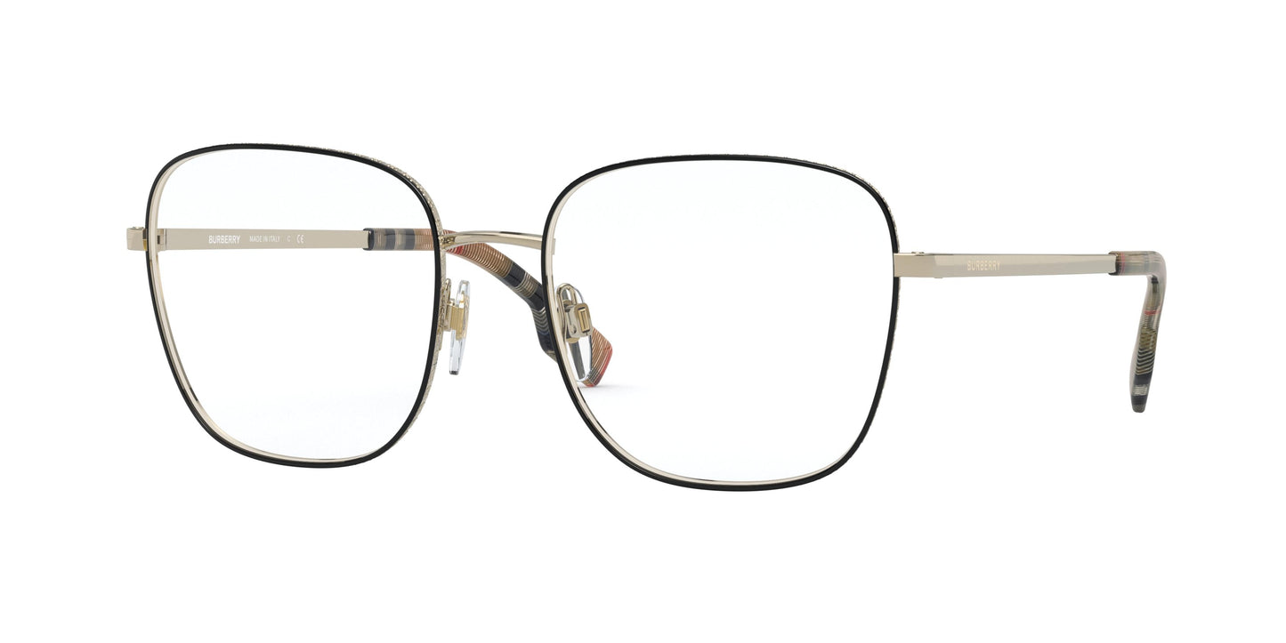 Burberry ELLIOTT BE1347 Square Eyeglasses 1109-Pale Gold/Black 54-140-18 - Color Map Gold