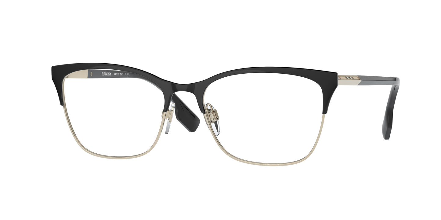 Burberry ALMA BE1362 Cat Eye Eyeglasses 1326-Light Gold/Black 54-140-17 - Color Map Gold