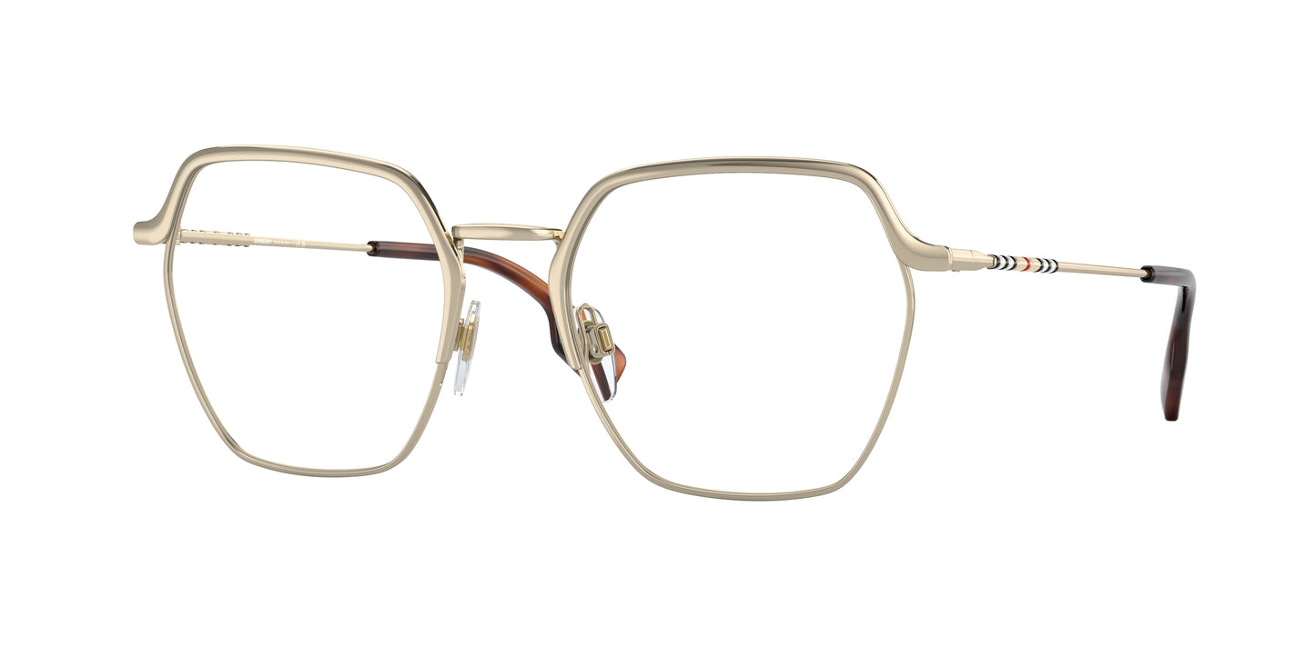 Burberry ANGELICA BE1371 Irregular Eyeglasses 1109-Light Gold 52-140-19 - Color Map Gold