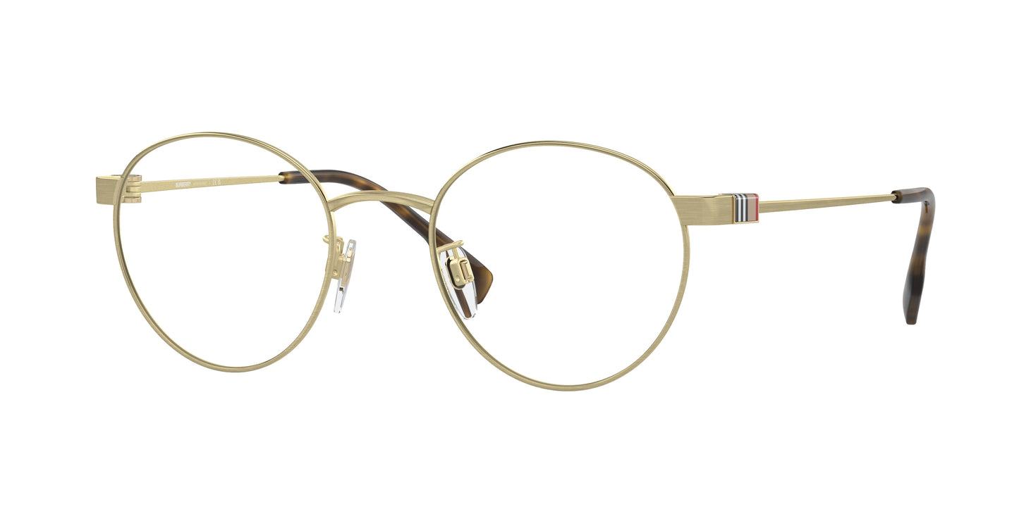 Burberry BE1384TD Round Eyeglasses 1346-Light Gold 50-145-21 - Color Map Gold