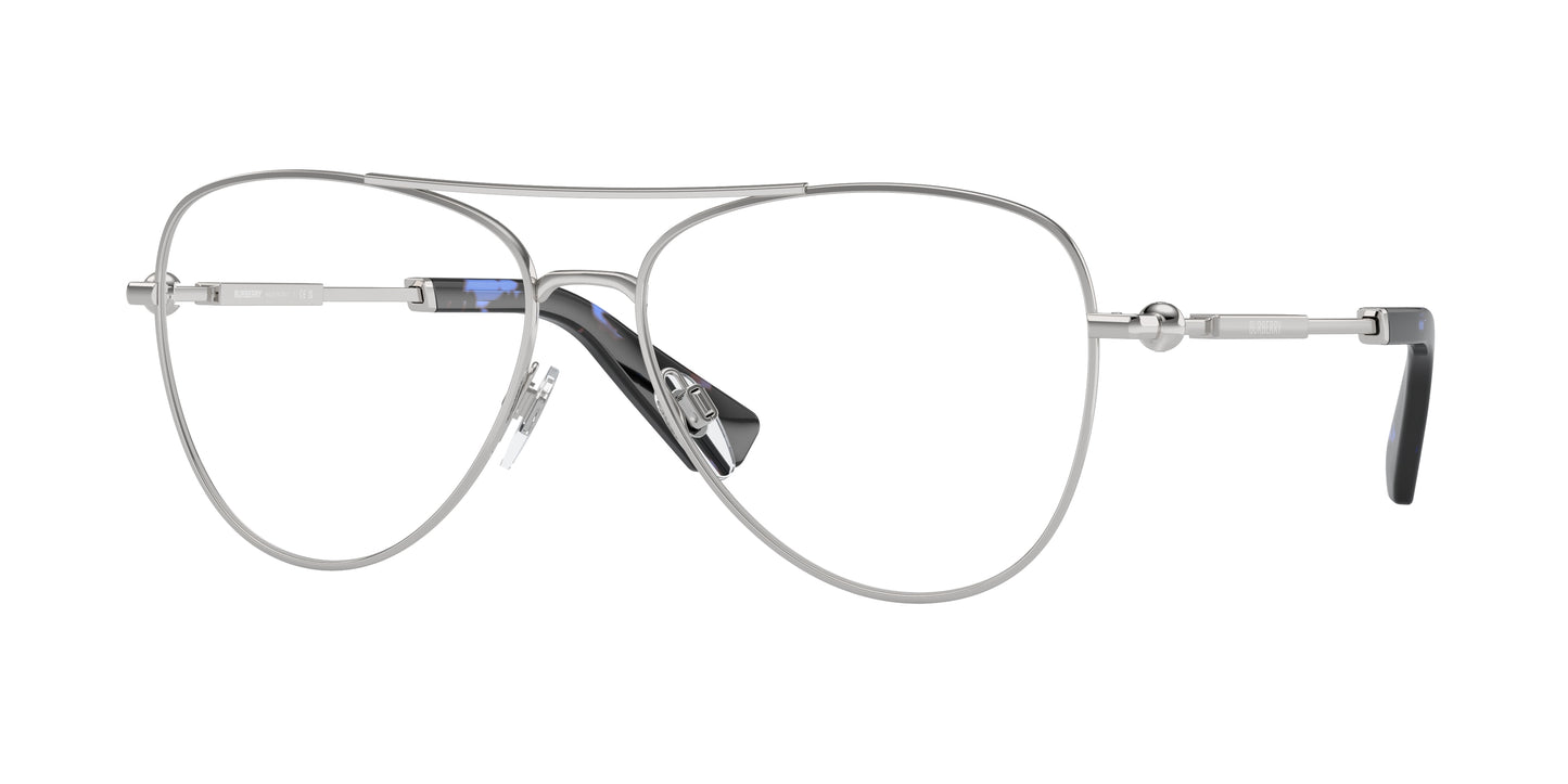 Burberry BE1386 Pilot Eyeglasses 1005-Silver 57-145-15 - Color Map Silver