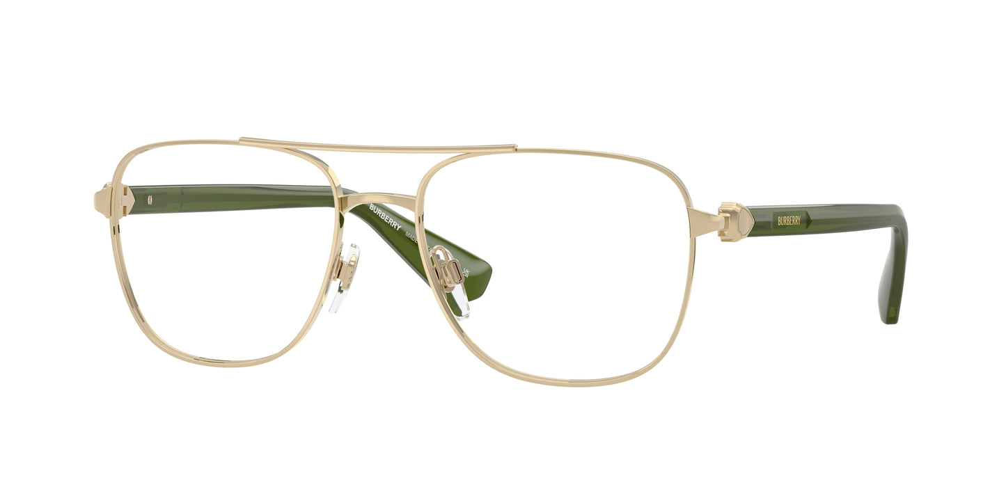 Burberry BE1396 Pilot Eyeglasses 1358-Light Gold 56-140-17 - Color Map Gold
