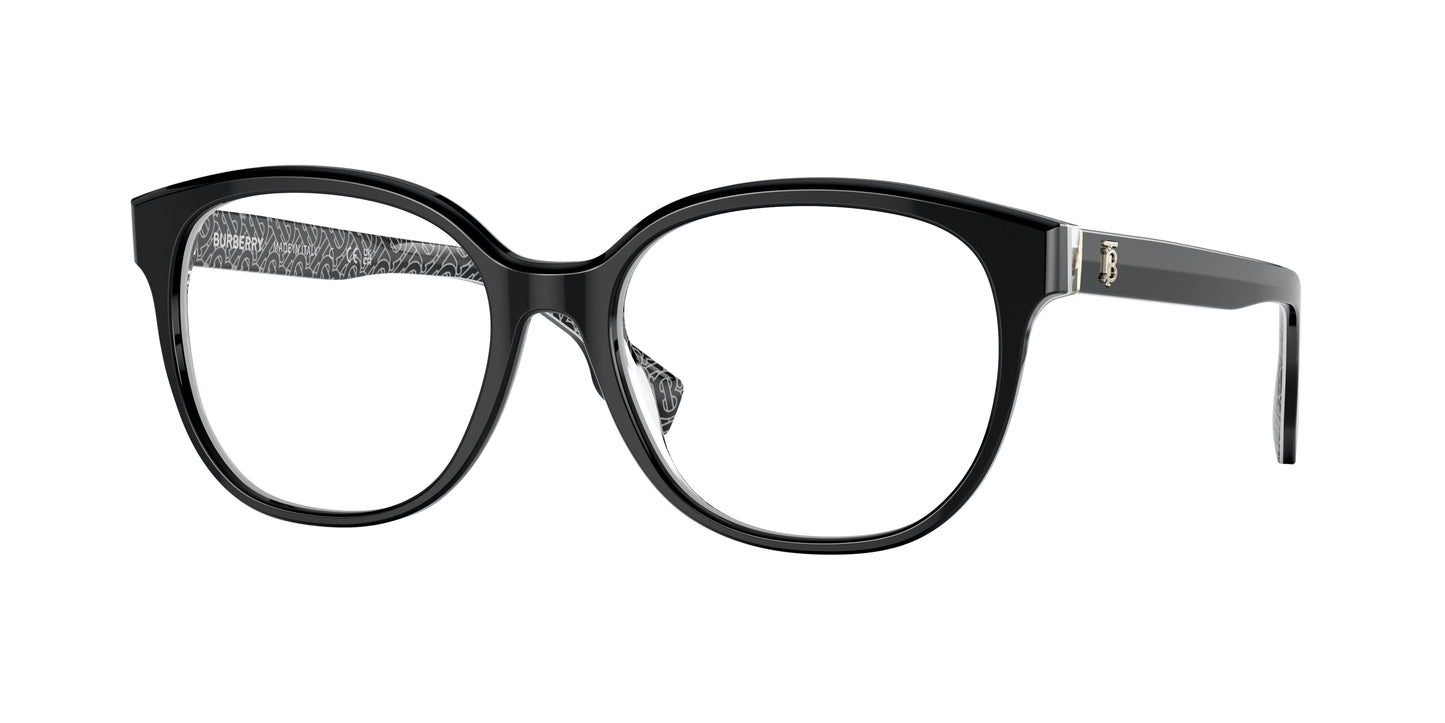 Burberry SCARLET BE2332 Square Eyeglasses 3977-Black/Print Tb/Crystal 54-140-17 - Color Map Black