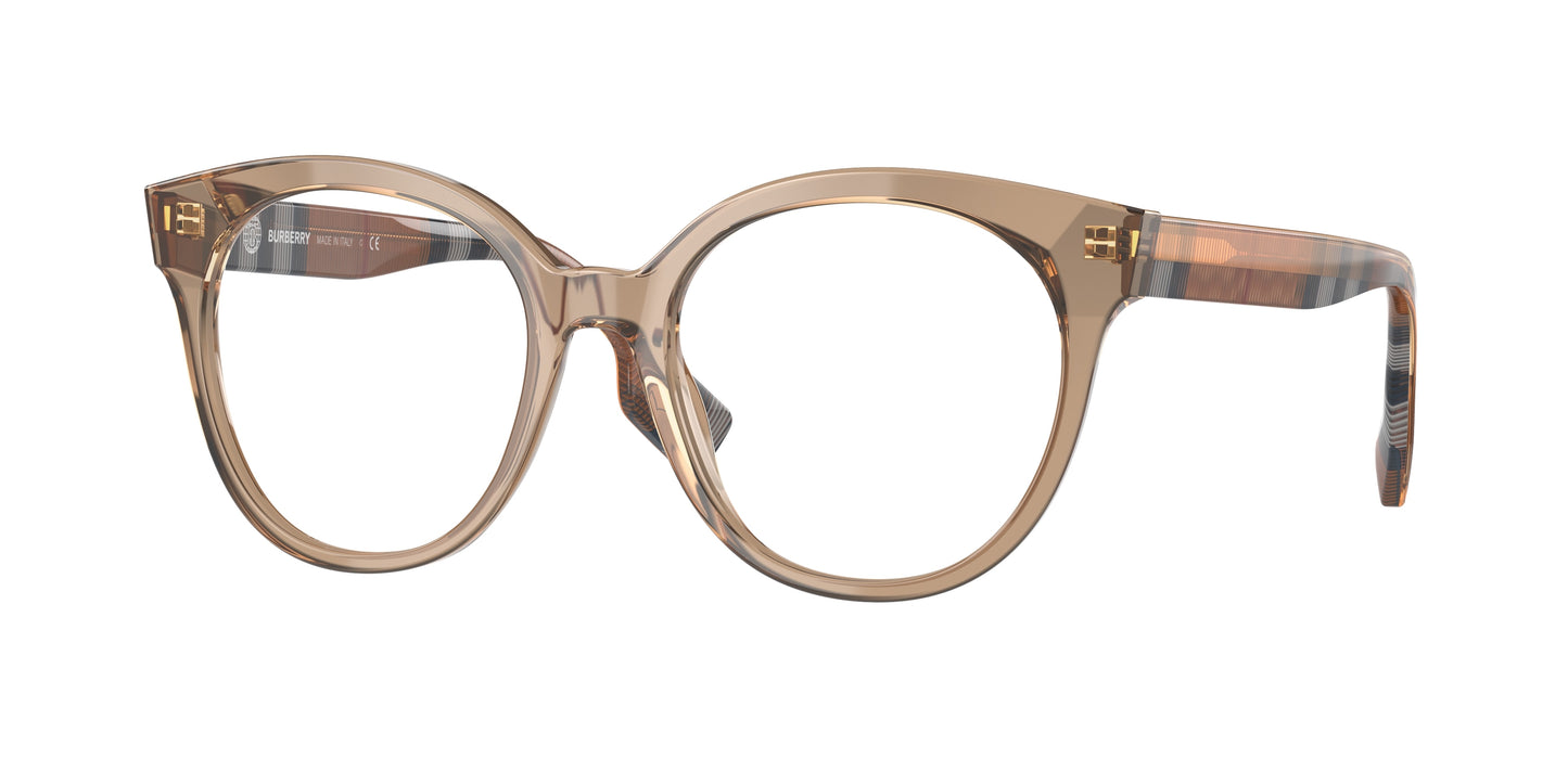 Burberry JACQUELINE BE2356 Round Eyeglasses 3992-Brown 49-140-18 - Color Map Brown