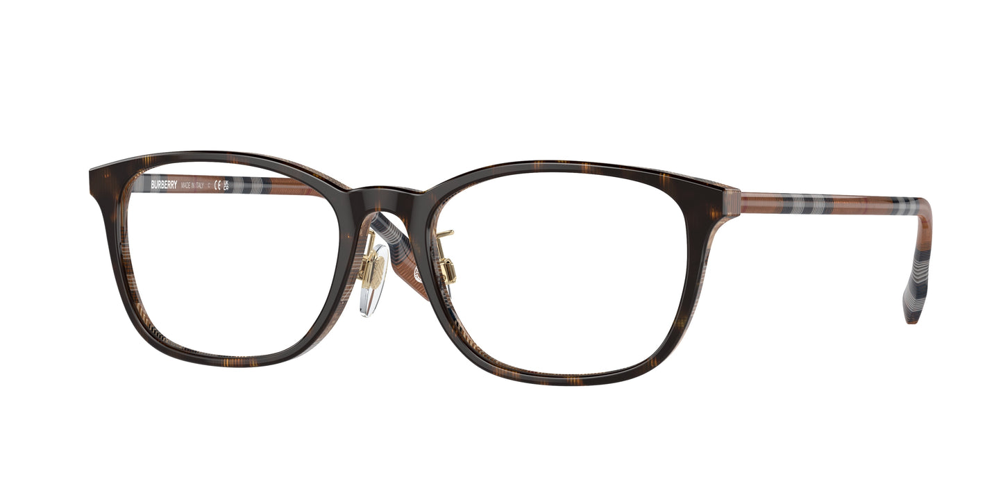 Burberry BE2371D Rectangle Eyeglasses 4102-Top Dark Havana/Check Brown 53-140-18 - Color Map Tortoise