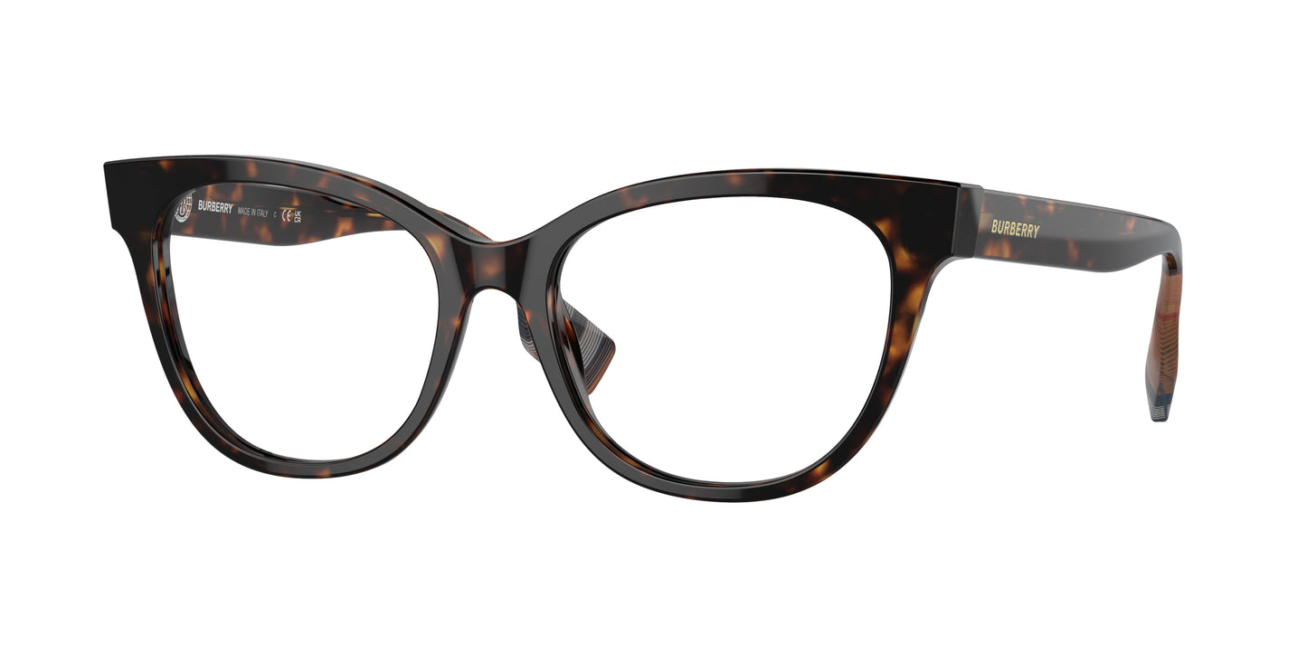 Burberry EVELYN BE2375 Cat Eye Eyeglasses 3002-Dark Havana 53-140-17 - Color Map Brown