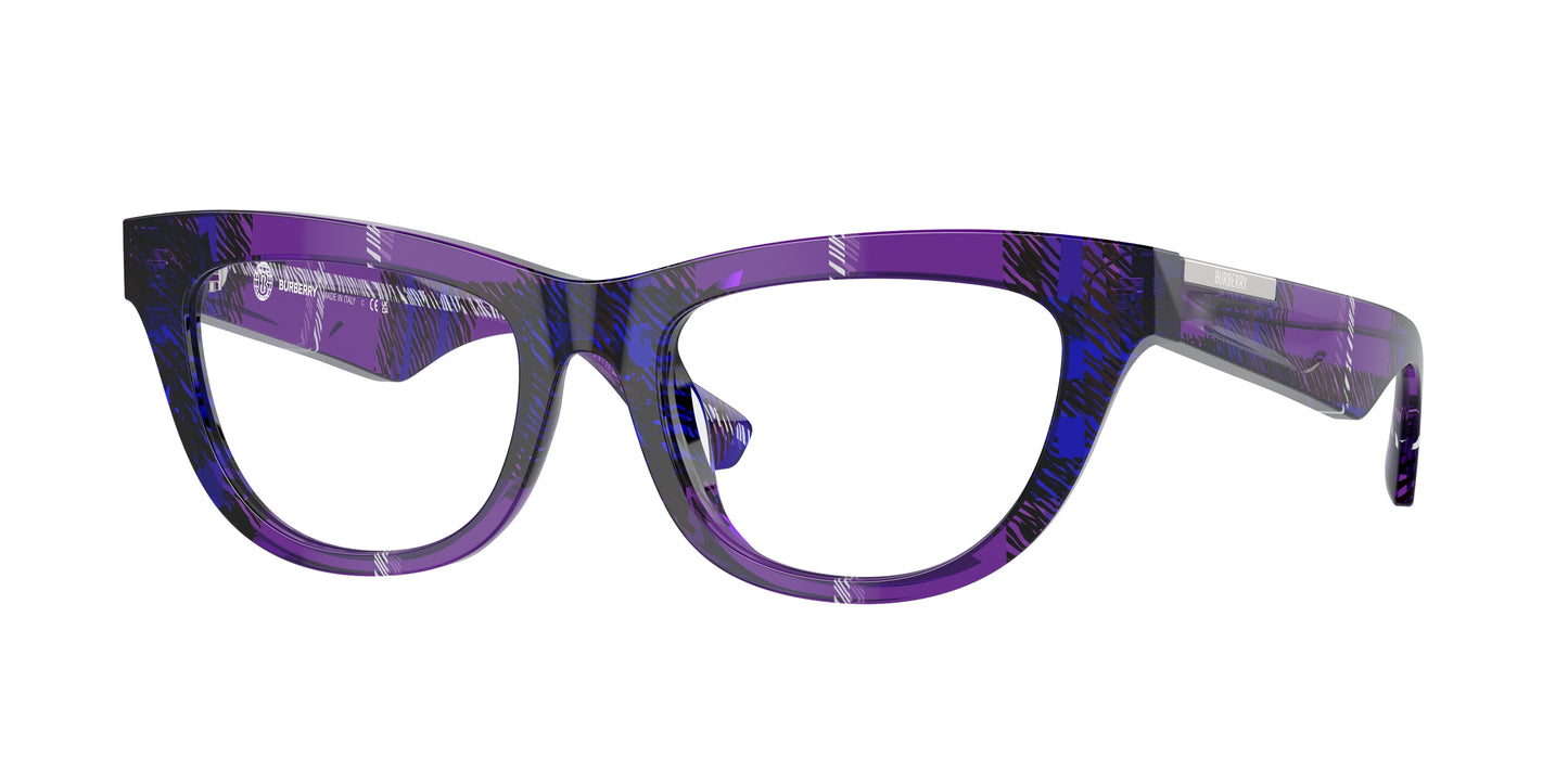 Burberry BE2406U Rectangle Eyeglasses 4113-Check Violet 52-140-18 - Color Map Violet
