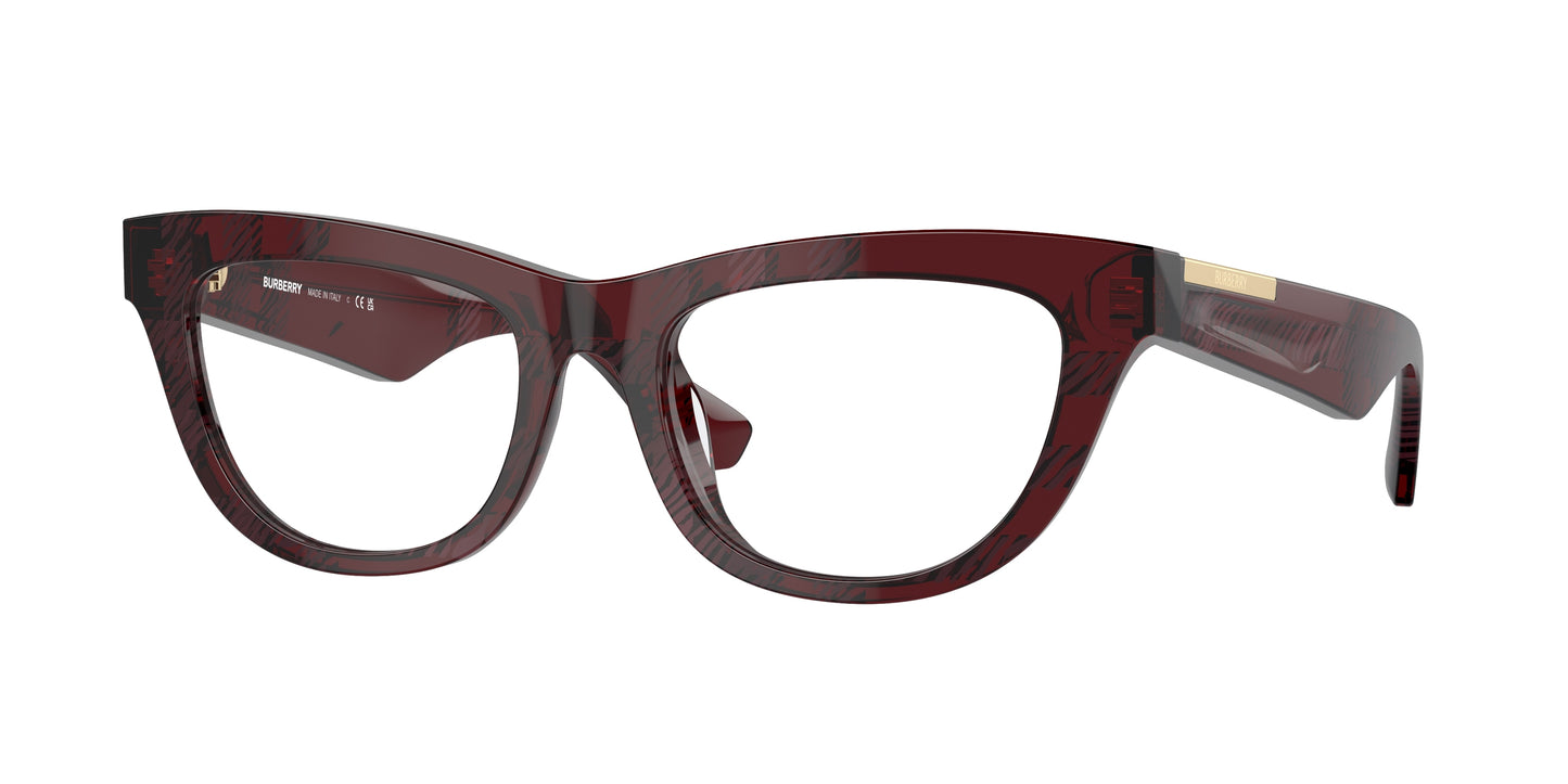 Burberry BE2406U Rectangle Eyeglasses 4115-Check Red 52-140-18 - Color Map Red