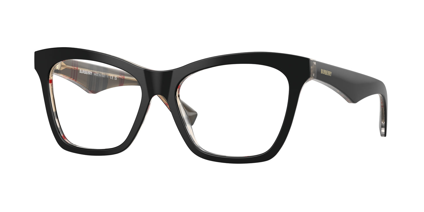 Burberry BE2416 Cat Eye Eyeglasses 4121-Top Black On Vintage Check 54-140-16 - Color Map Black