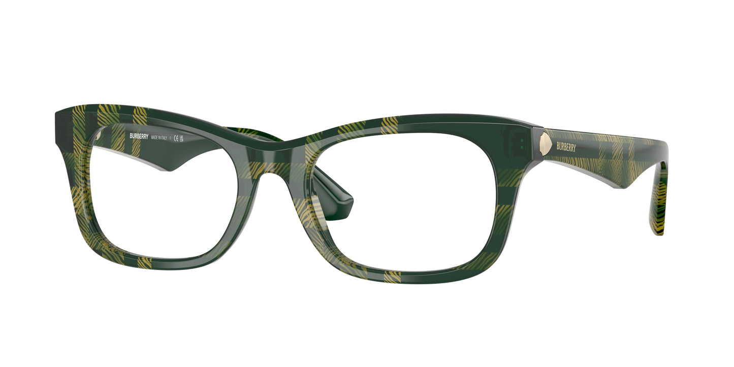 Burberry BE2422 Rectangle Eyeglasses 4125-Check Green 52-145-19 - Color Map Green