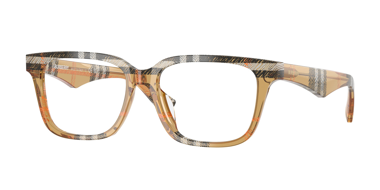 Burberry BE2425D Square Eyeglasses 4146-Check Sand 54-145-16 - Color Map Brown