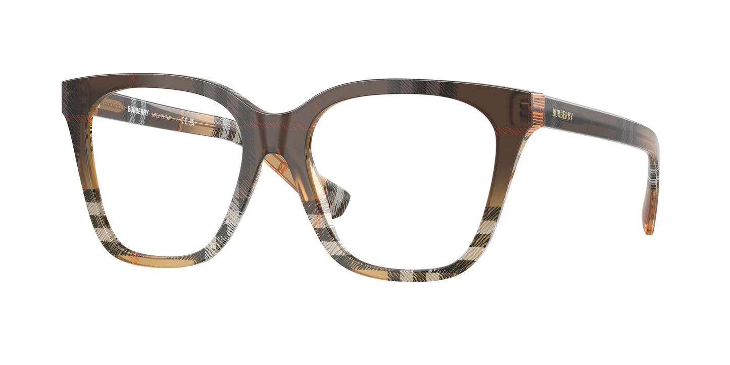 Burberry BE2438 Square Eyeglasses 4202-Check Sand 53-140-17 - Color Map Brown
