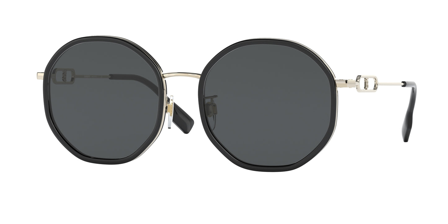 Burberry BE3127D Irregular Sunglasses 110987-Black 57-145-19 - Color Map Black