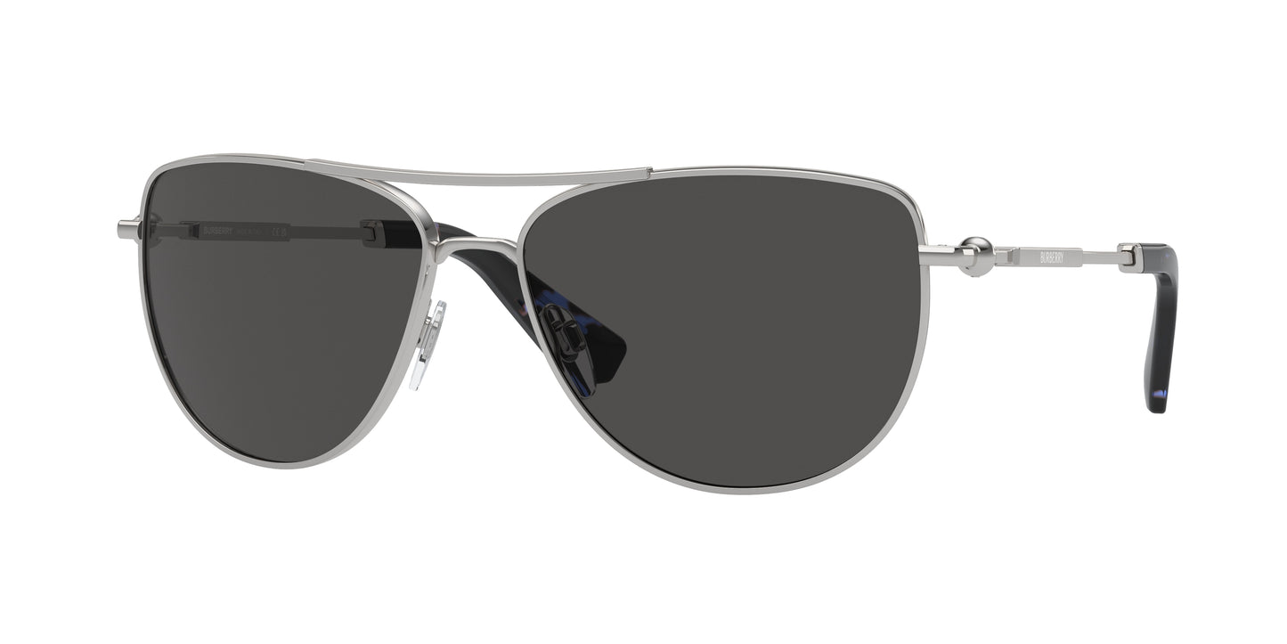 Burberry BE3149 Pilot Sunglasses 100587-Silver 60-140-15 - Color Map Silver