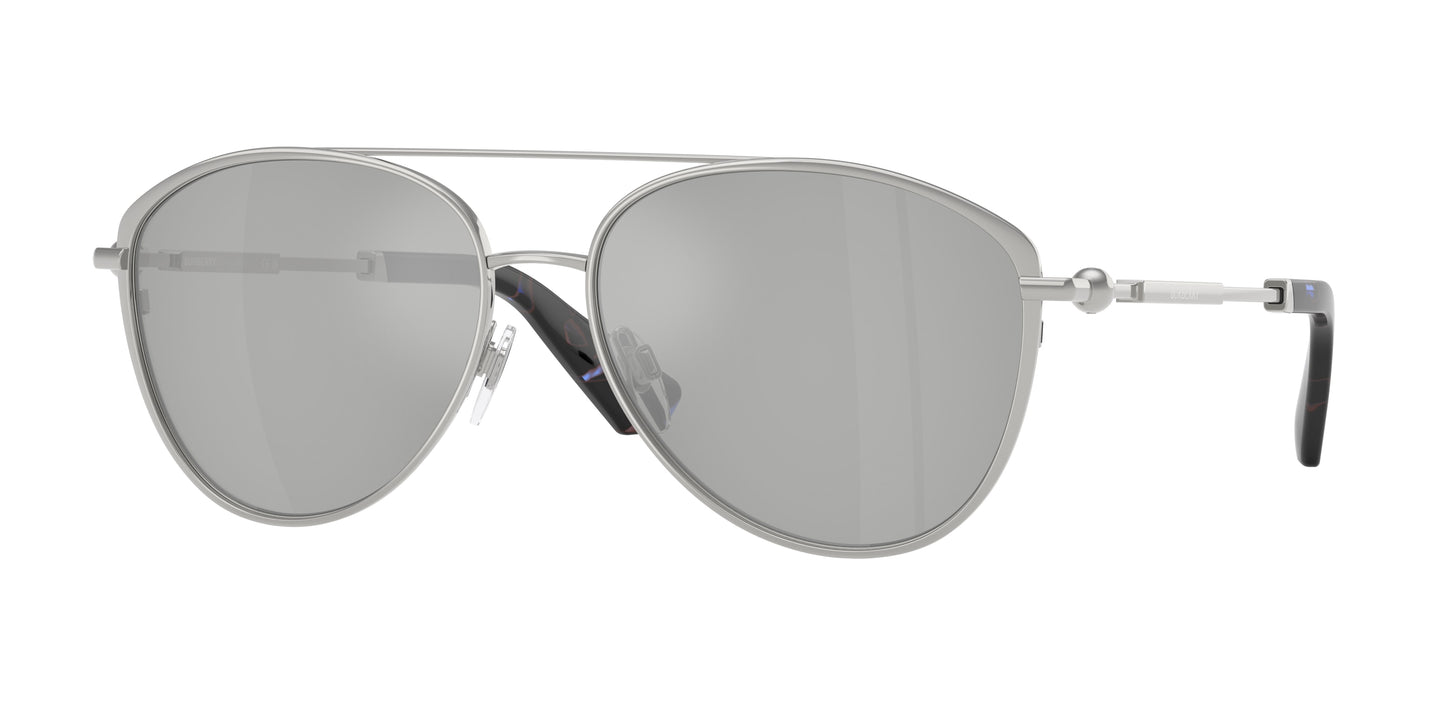 Burberry BE3157 Pilot Sunglasses 10058V-Silver 59-145-16 - Color Map Silver