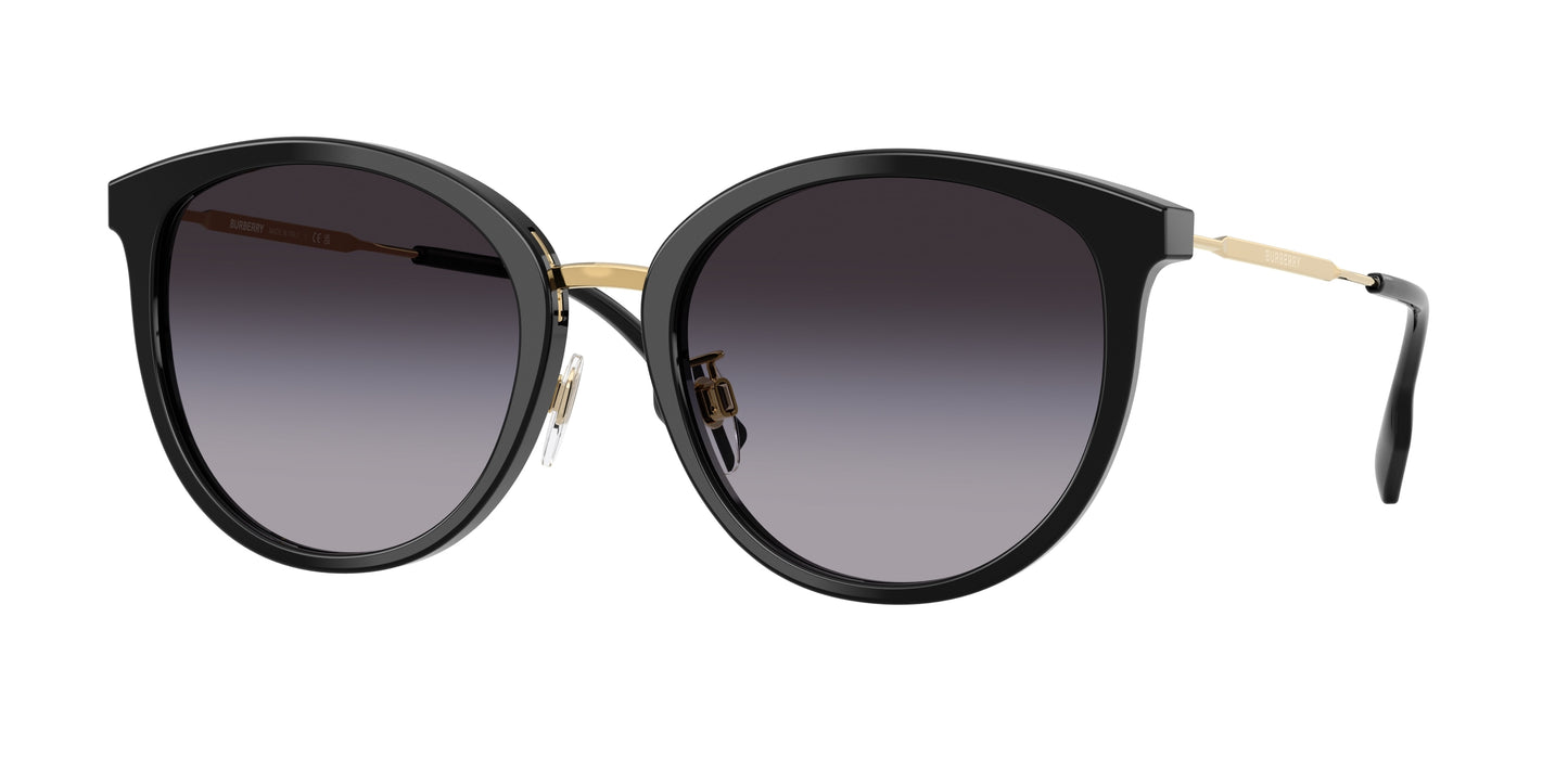 Burberry BE4289D Round Sunglasses 30018G-Black 56-145-20 - Color Map Black