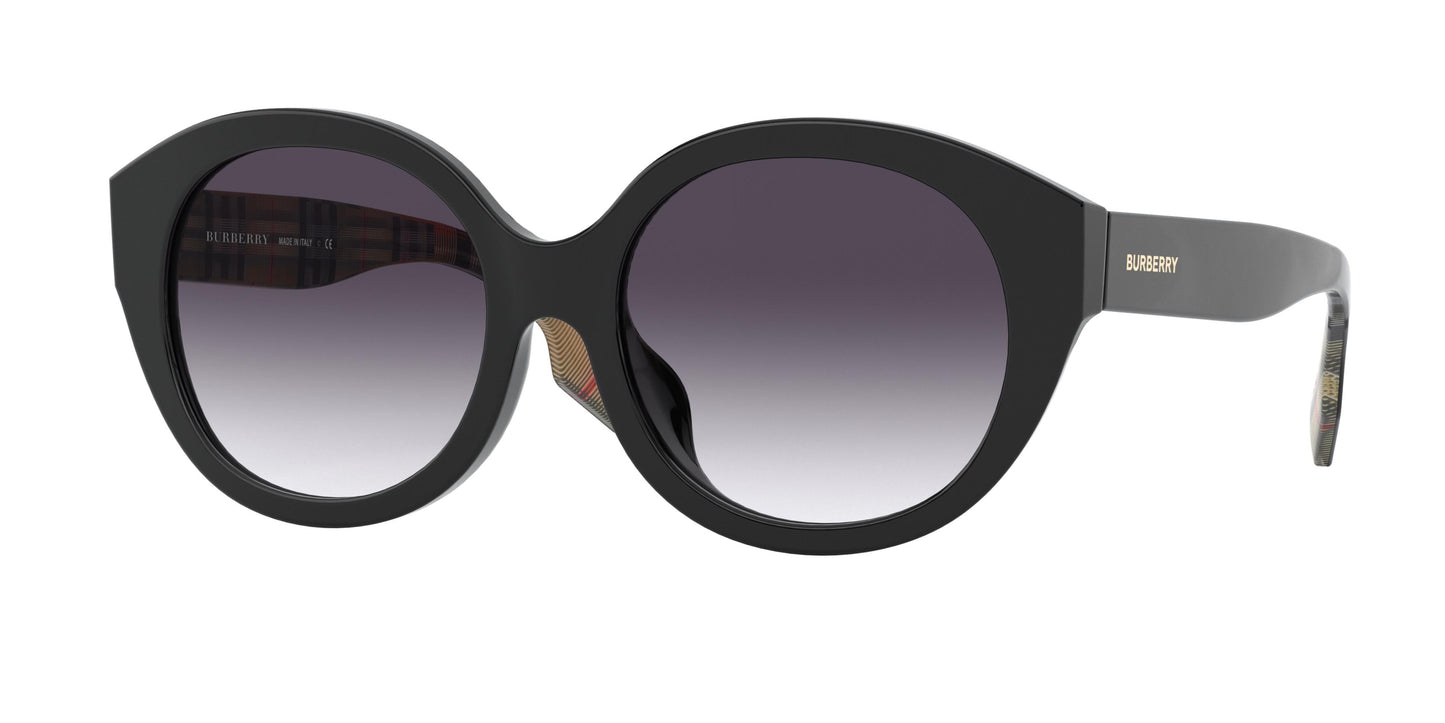 Burberry BE4304D Round Sunglasses 37738G-Black 55-140-18 - Color Map Black