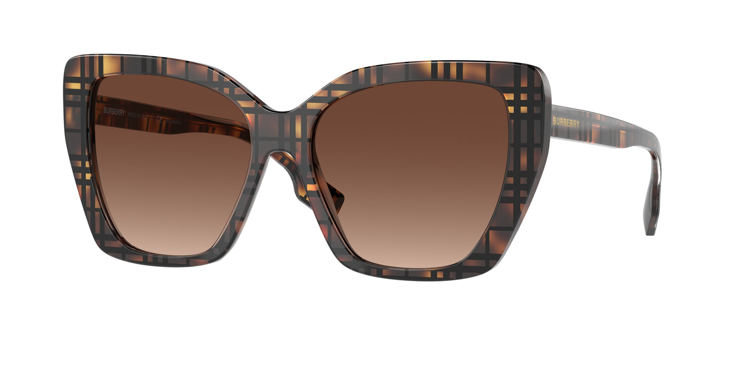 Burberry TAMSIN BE4366 Cat Eye Sunglasses 3982T5-Top Check/Havana 55-140-16 - Color Map Tortoise