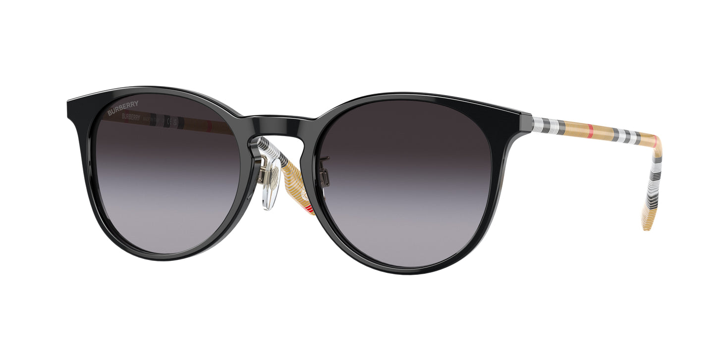 Burberry BE4380D Round Sunglasses 38538G-Black 51-140-21 - Color Map Black