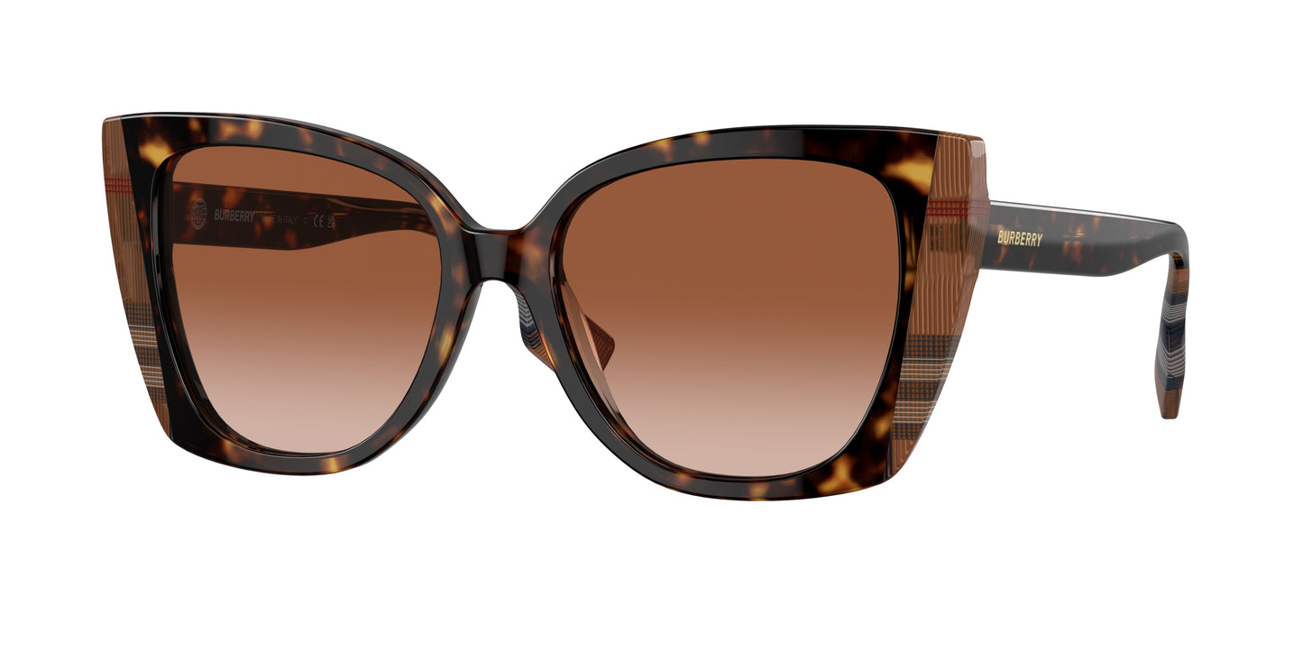 Burberry MERYL BE4393 Cat Eye Sunglasses 405313-Dark Havana/Check Brown 54-140-17 - Color Map Brown