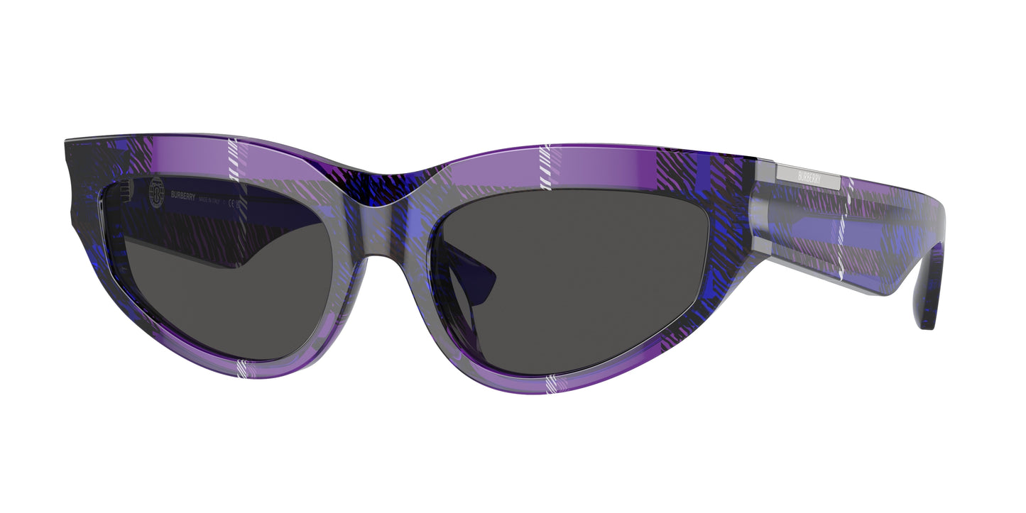 Burberry BE4425U Cat Eye Sunglasses 411387-Check Violet 55-145-19 - Color Map Violet
