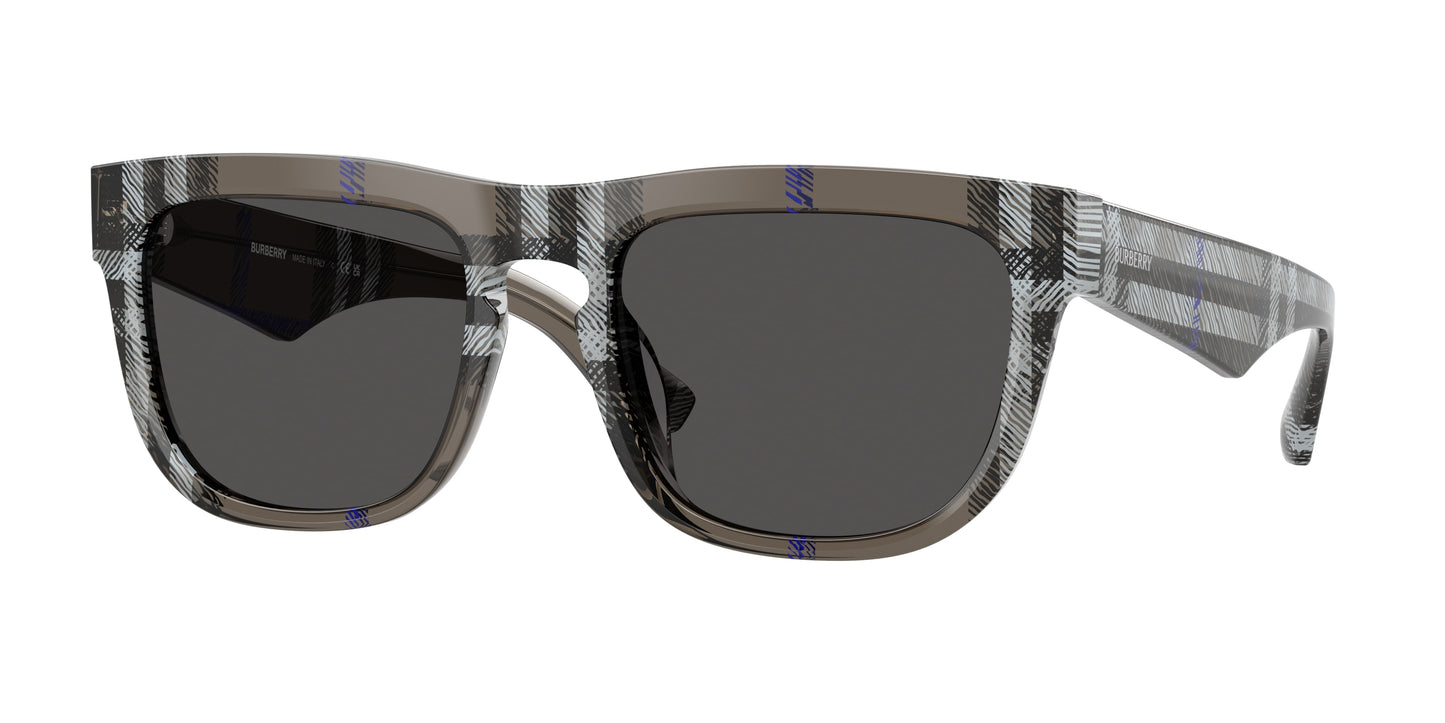 Burberry BE4431U Square Sunglasses 414787-Check Lichen 56-145-20 - Color Map Grey