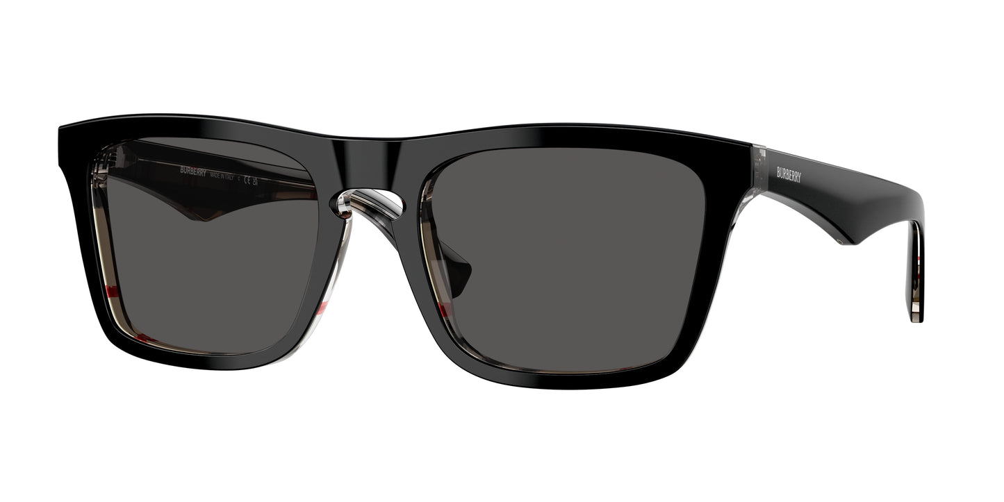 Burberry BE4434F Square Sunglasses 412187-Top Black On Vintage Check 57-145-20 - Color Map Black