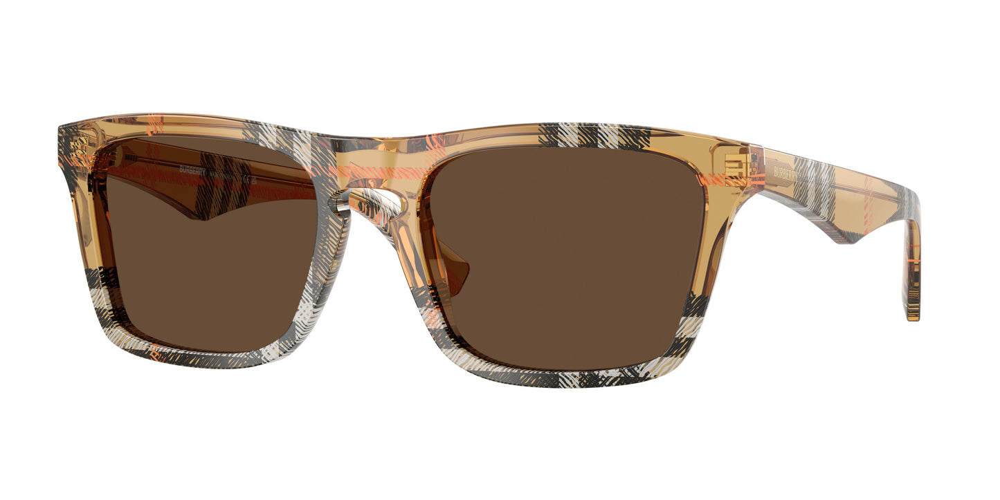 Burberry BE4434F Square Sunglasses 414673-Check Sand 57-145-20 - Color Map Brown