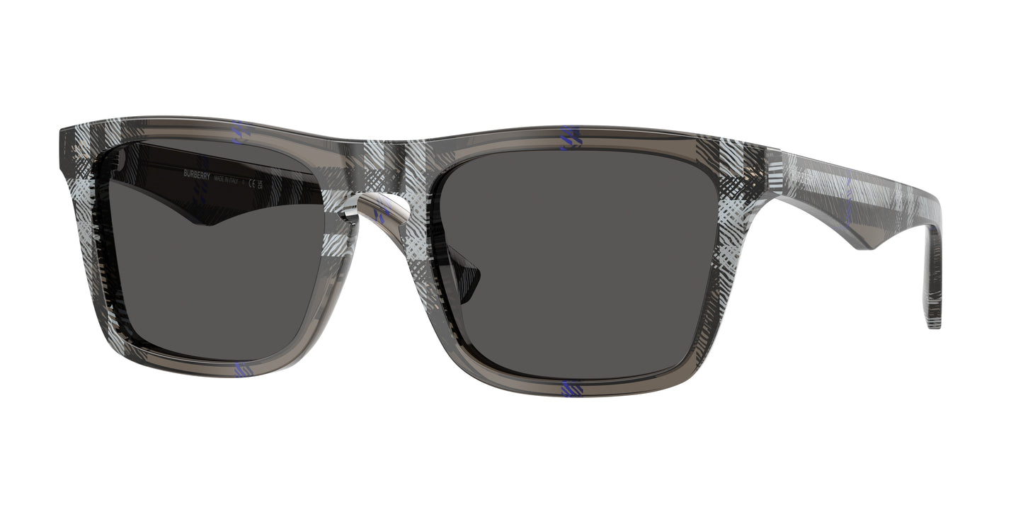 Burberry BE4434F Square Sunglasses 414787-Check Lichen 57-145-20 - Color Map Grey