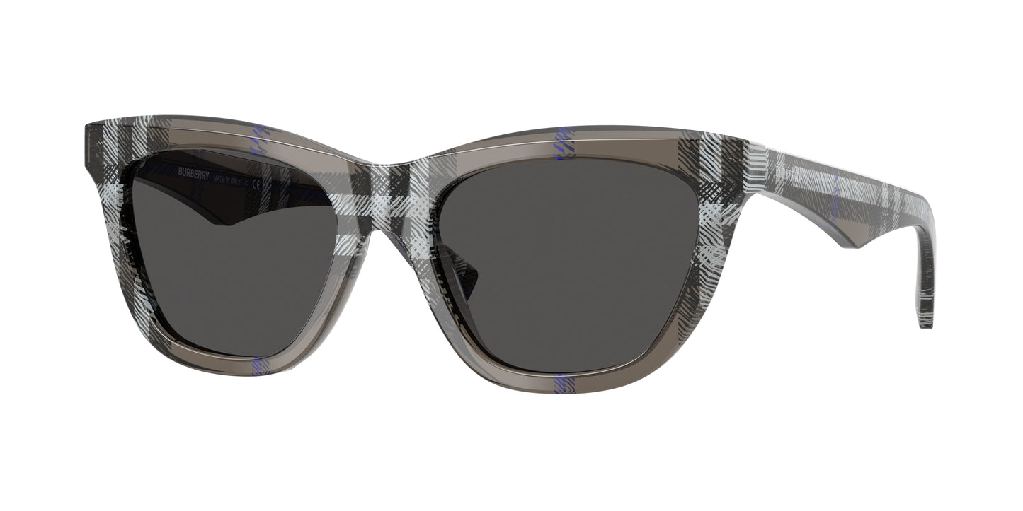 Burberry BE4435F Cat Eye Sunglasses 414787-Check Lichen 53-140-18 - Color Map Grey