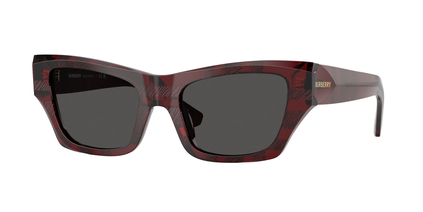 Burberry BE4441U Cat Eye Sunglasses 411587-Check Red 52-140-19 - Color Map Red