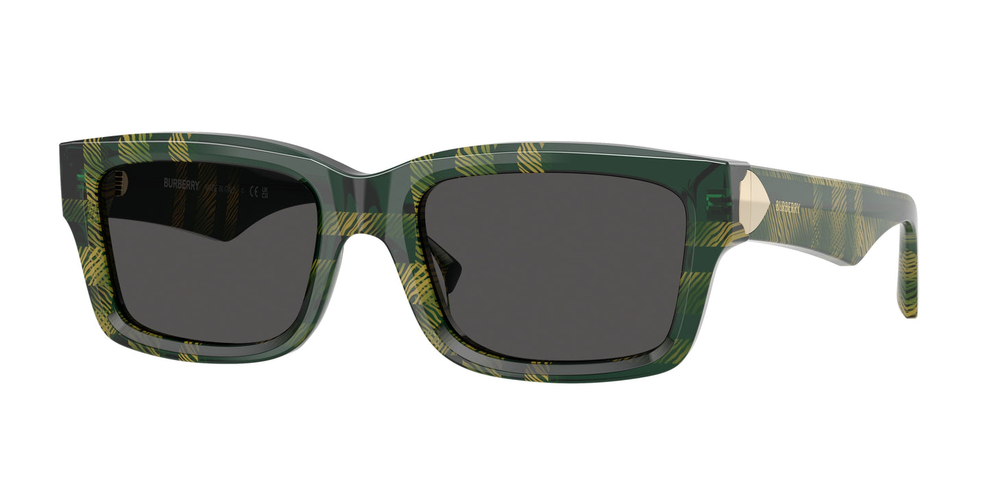 Burberry BE4443 Rectangle Sunglasses 412587-Check Green 55-145-20 - Color Map Green