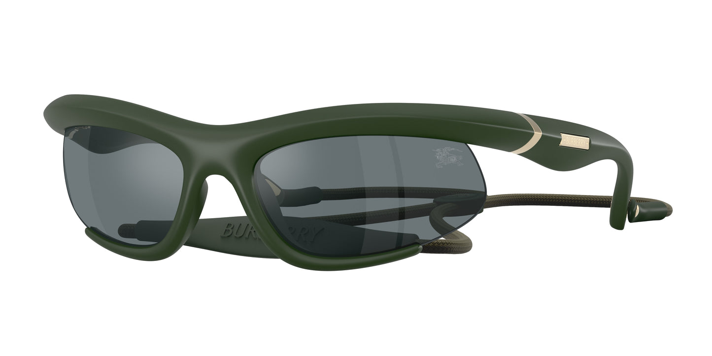 Burberry BE4462 Irregular Sunglasses 41556G-Rubber Green 64-125-20 - Color Map Green
