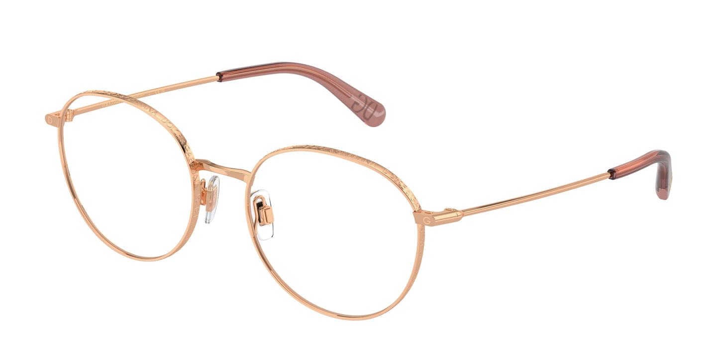 DOLCE & GABBANA DG1322 Phantos Eyeglasses 1298-Pink Gold 53-140-18 - Color Map Pink