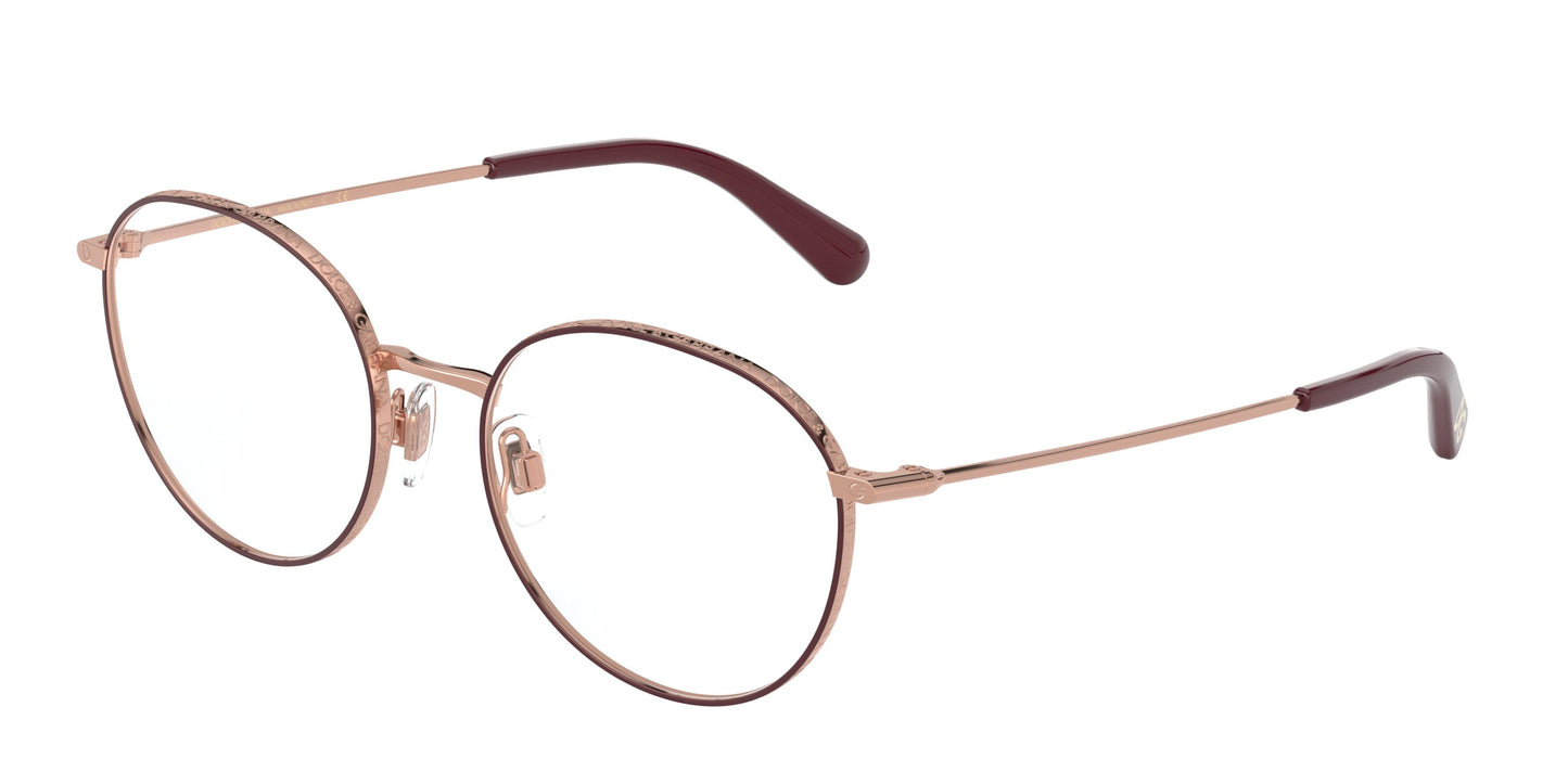 DOLCE & GABBANA DG1322 Phantos Eyeglasses 1333-Pink Gold/Bordeaux 53-140-18 - Color Map Pink