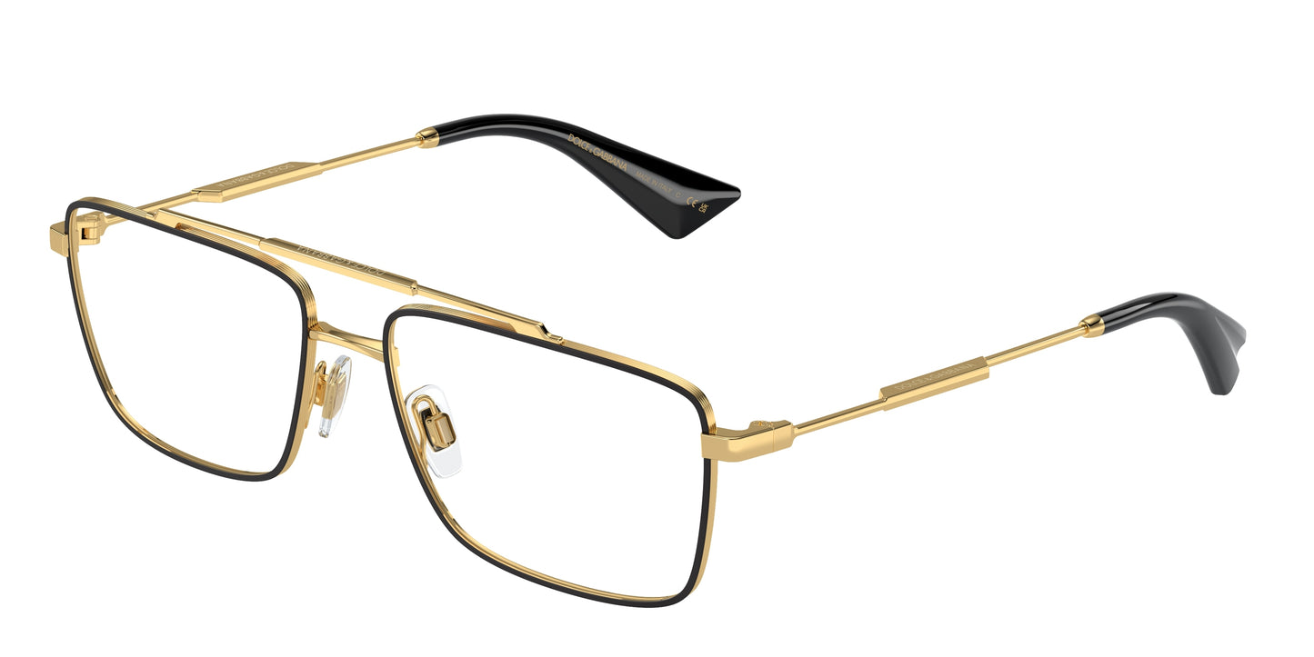 DOLCE & GABBANA DG1354 Rectangle Eyeglasses 1311-Gold/Matte Black 56-145-16 - Color Map Gold