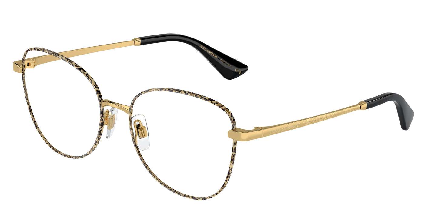 DOLCE & GABBANA DG1355 Butterfly Eyeglasses 1364-Gold/Leo 55-145-17 - Color Map Gold