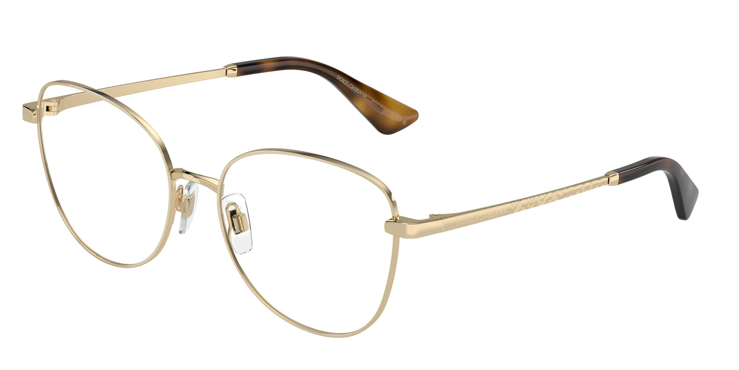 DOLCE & GABBANA DG1355 Butterfly Eyeglasses 1365-Light Gold 55-145-17 - Color Map Gold