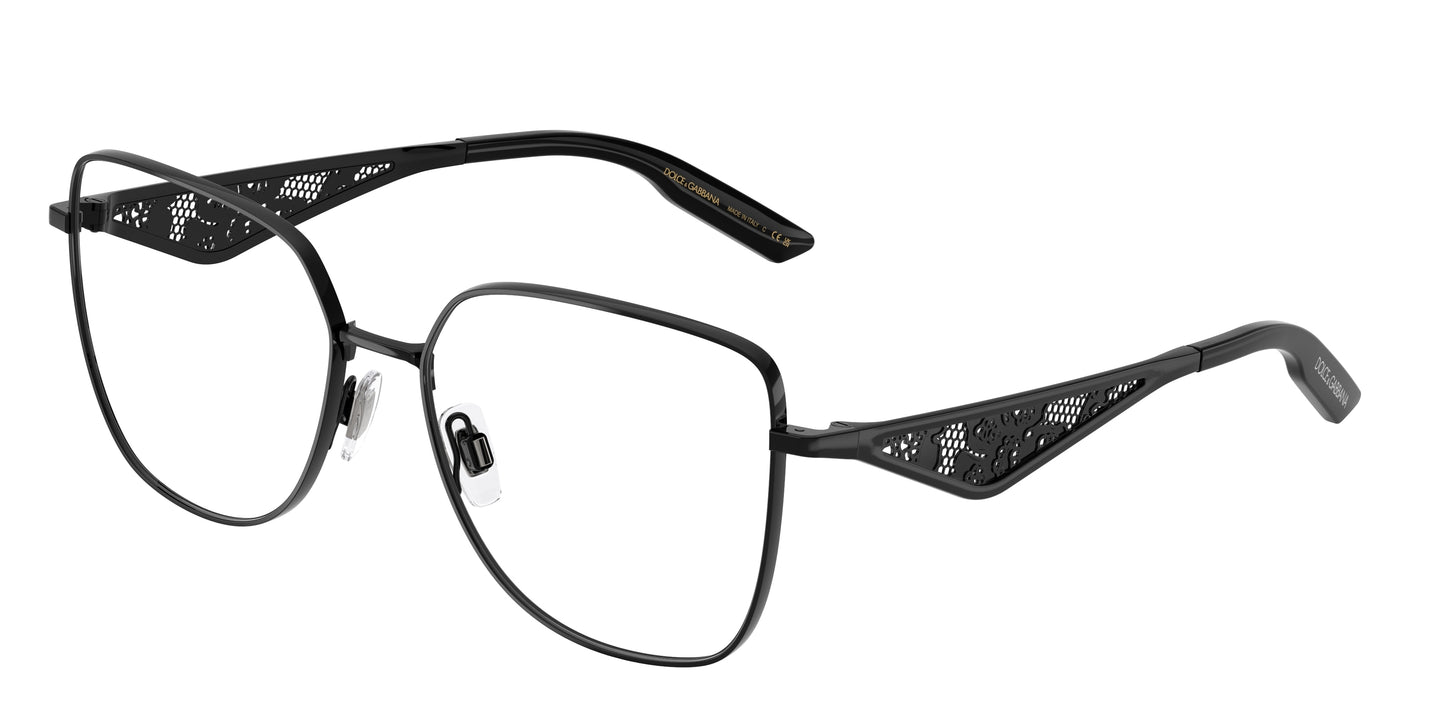 DOLCE & GABBANA DG1358 Square Eyeglasses 01-Black 56-145-16 - Color Map Black