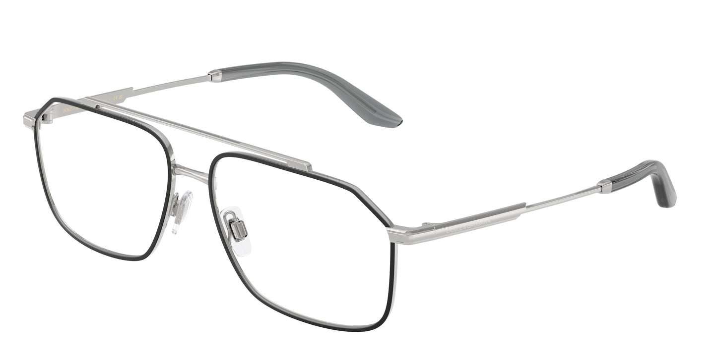 DOLCE & GABBANA DG1364 Pilot Eyeglasses 1324-Silver/Matte Black 58-145-15 - Color Map Silver