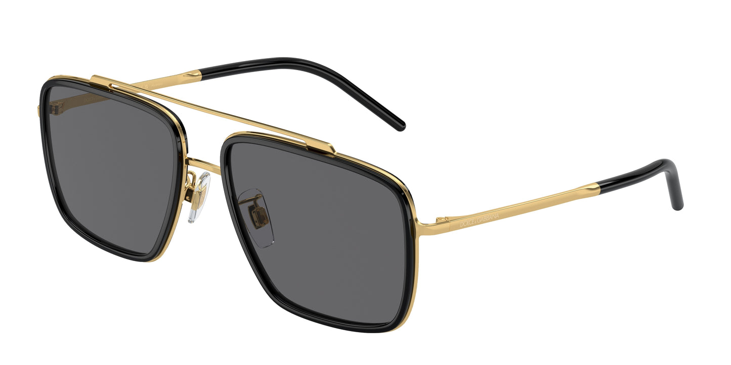 DOLCE & GABBANA DG2220 Square Sunglasses 02/81-Gold/Black 57-140-17 - Color Map Black