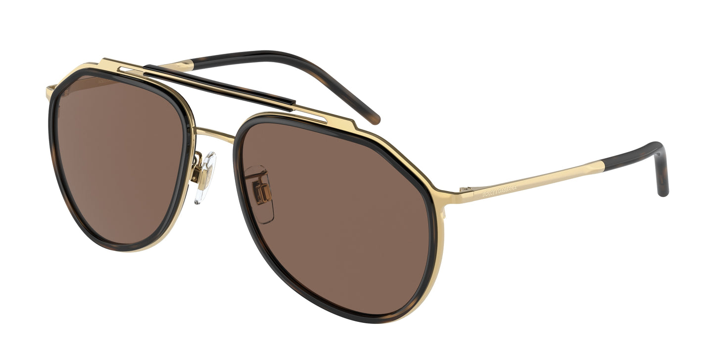 DOLCE & GABBANA DG2277 Pilot Sunglasses 02/73-Gold/Havana 57-140-18 - Color Map Gold