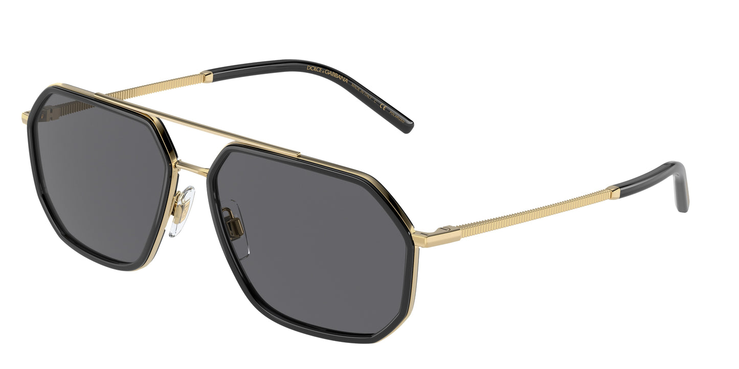 DOLCE & GABBANA DG2285 Pilot Sunglasses 02/81-Gold/Black 60-145-15 - Color Map Black