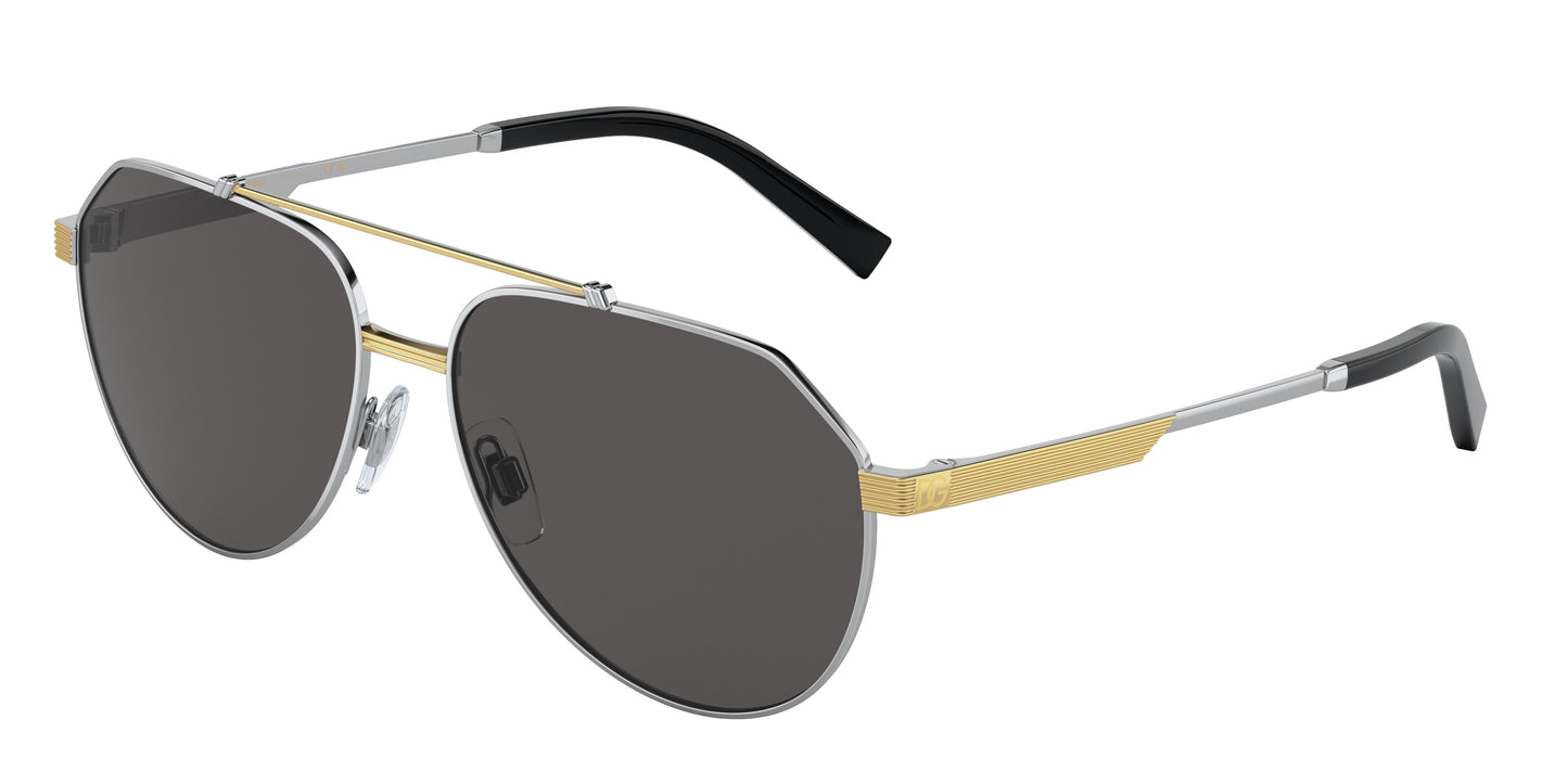 DOLCE & GABBANA DG2288 Pilot Sunglasses 131387-Silver/Gold 59-145-15 - Color Map Silver