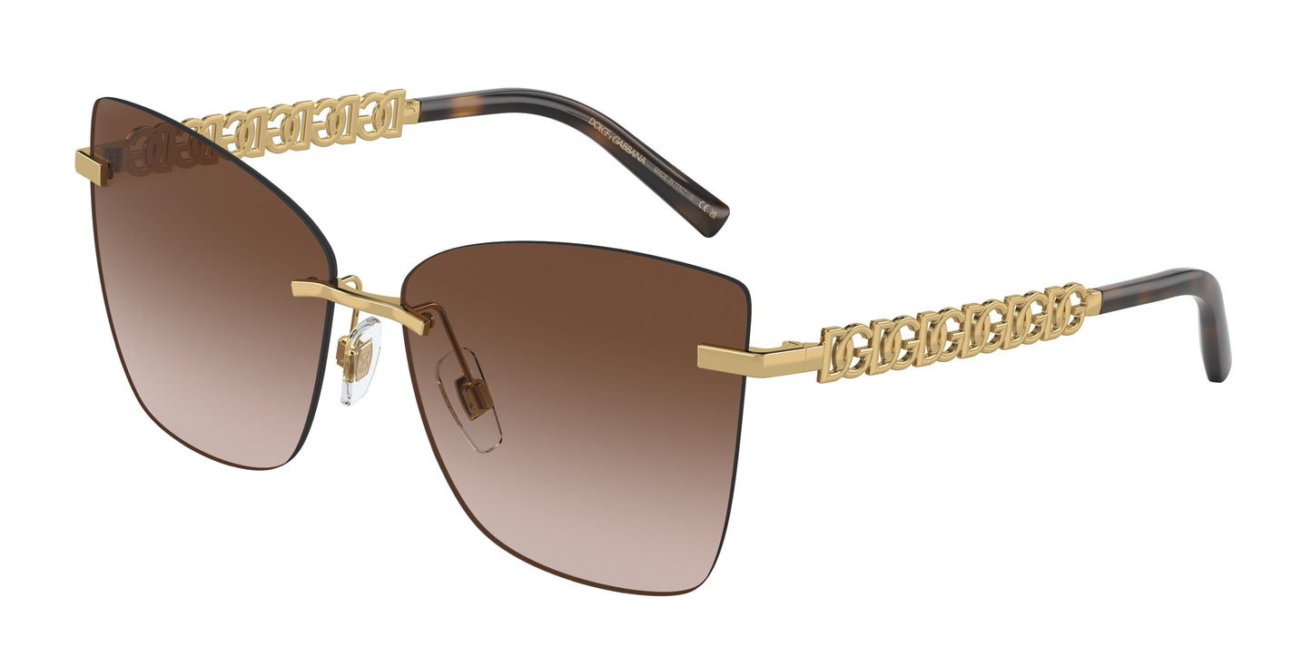DOLCE & GABBANA DG2289 Butterfly Sunglasses 02/13-Gold/Brown 59-140-14 - Color Map Gold