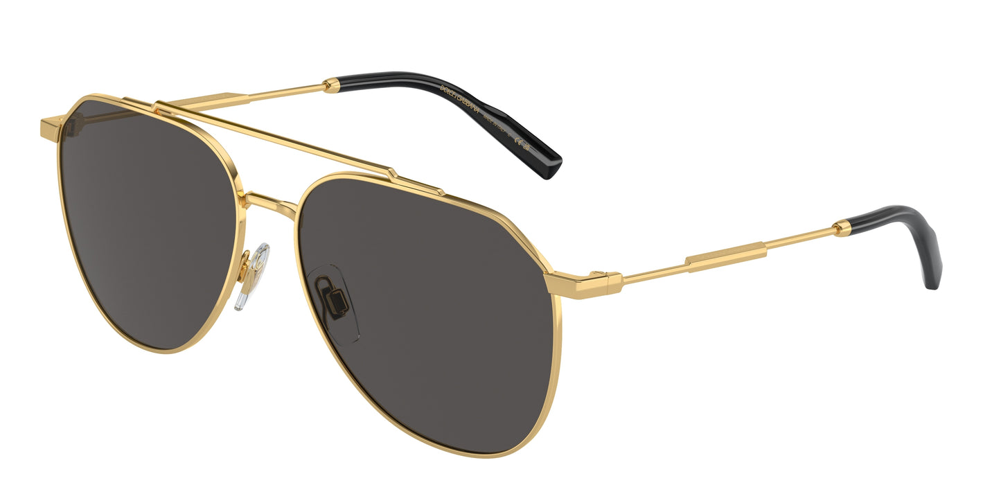 DOLCE & GABBANA DG2296 Pilot Sunglasses 02/87-Gold 58-145-15 - Color Map Gold