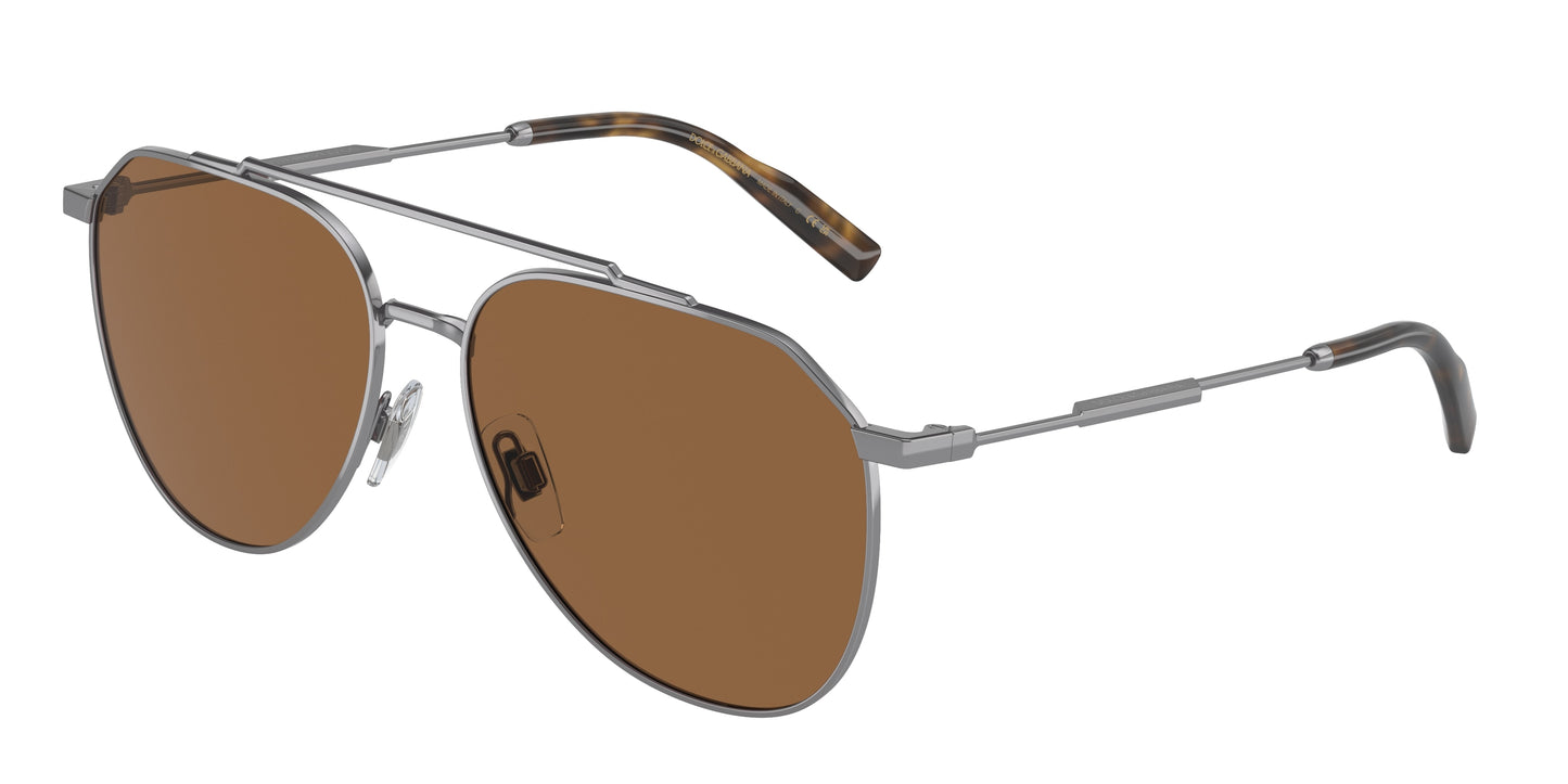 DOLCE & GABBANA DG2296 Pilot Sunglasses 04/73-Gunmetal 58-145-15 - Color Map Grey