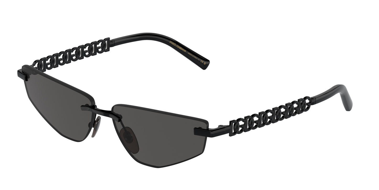 DOLCE & GABBANA DG2301 Rectangle Sunglasses 01/87-Black 58-140-13 - Color Map Black