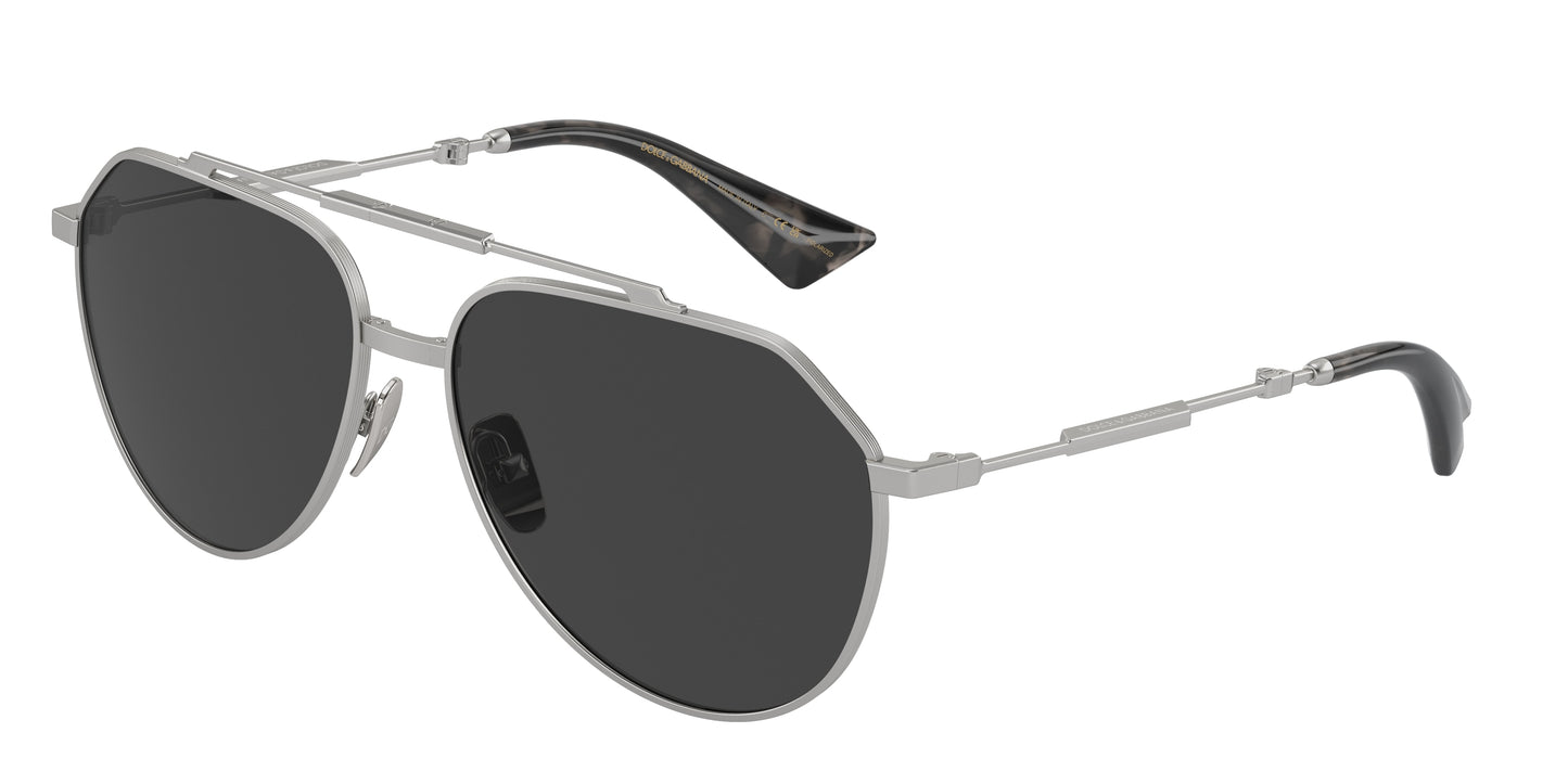 DOLCE & GABBANA DG2302 Pilot Sunglasses 136648-Matte Silver 60-140-15 - Color Map Silver